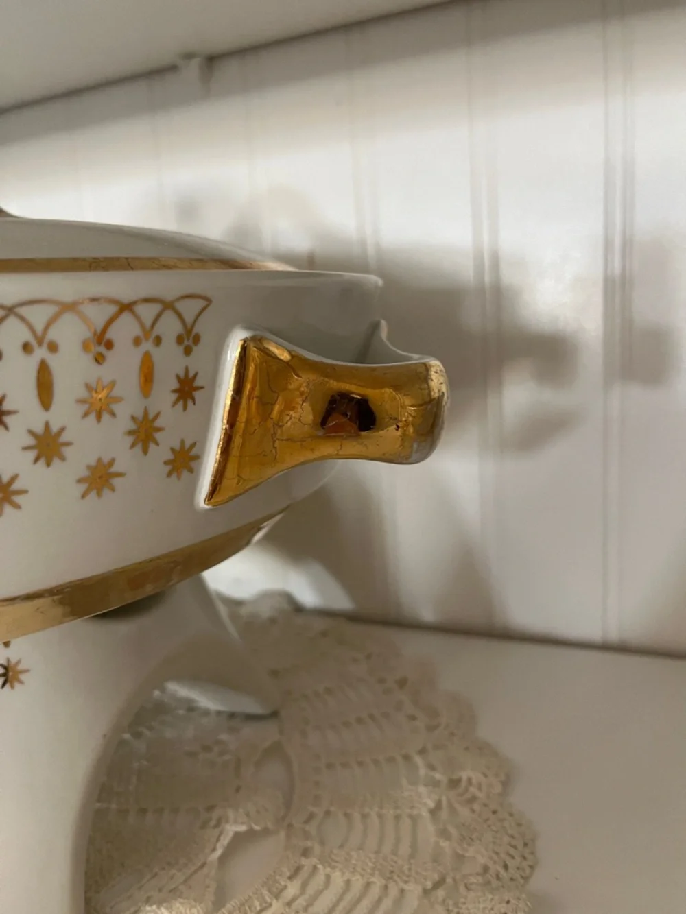 Hall China Starburst Flare Ware Casserole Pedestal Set Atomic MCM Gold Lid Dish